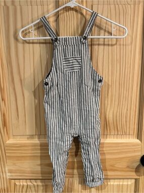 Rylee + Cru Overalls Striped Gray & White Kids 2-3